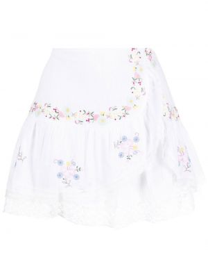 Květinové mini sukně s výšivkou Loveshackfancy - bílá
