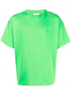 Koszulka bawełniana Ami Paris zielona