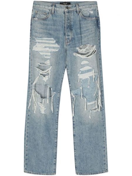 Obnosené džínsy s rovným strihom Amiri modrá