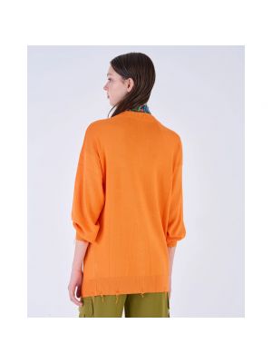 Oversize strickjacke mit fransen mit v-ausschnitt Silvian Heach orange