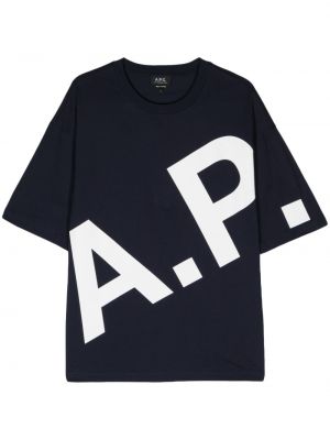 Bavlnené tričko A.p.c. modrá