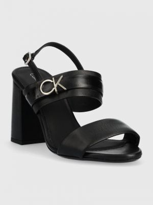 Sandały skórzane Calvin Klein czarne