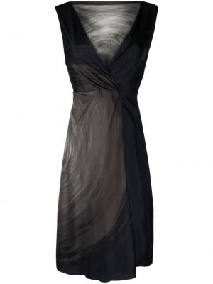 Hedvábné šaty s potiskem s abstraktním vzorem Prada Pre-owned šedé