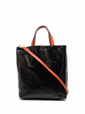 Shopper en cuir Marni noir