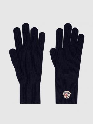 Вовняні рукавички Moncler сині