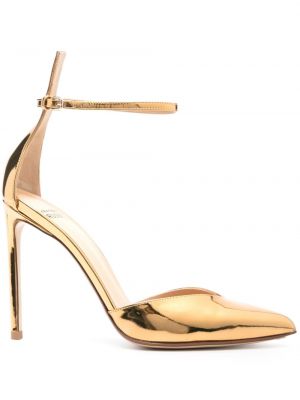 Pantofi cu toc din piele Francesco Russo auriu