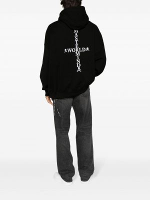 Raštuotas medvilninis džemperis su gobtuvu Mastermind World juoda