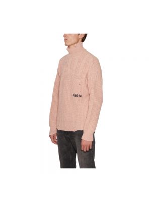 Jersey cuello alto de lana desgastado de tela jersey Marni rosa