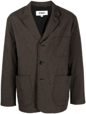 Trykt sjekket lang blazer Ymc brun