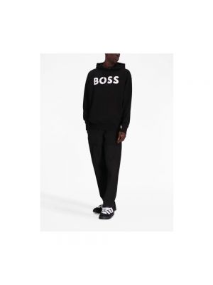 Sudadera con capucha de algodón con estampado Hugo Boss negro
