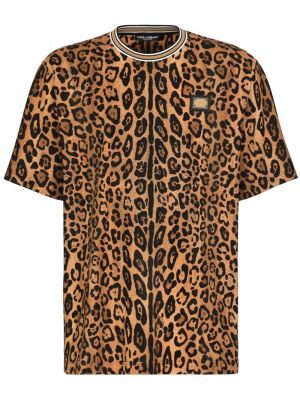 Памучна тениска с принт с леопардов принт Dolce & Gabbana