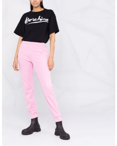 Spodnie z perełkami Moschino różowe