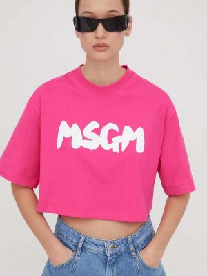 Pamučna majica Msgm ružičasta