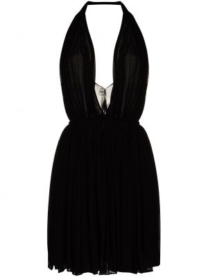 Plisirana mini obleka Saint Laurent črna