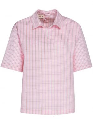 Kostkovaná košile s výšivkou s potiskem Marni růžová