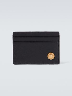 Czarny portfel skórzany skórzany Versace