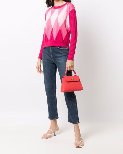 Dzianinowy sweter z wzorem argyle Ballantyne różowy