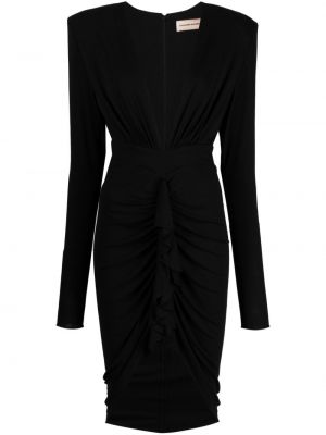 Асиметрична вечерна рокля от джърси с драперии Alexandre Vauthier черно