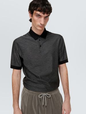 Medvilninis šilkinis polo marškinėliai Giorgio Armani pilka