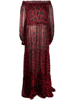 Robe de soirée à imprimé à imprimé léopard Philipp Plein rouge