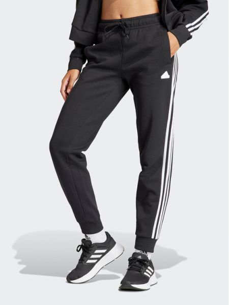 Pruhované priliehavé teplákové nohavice Adidas čierna