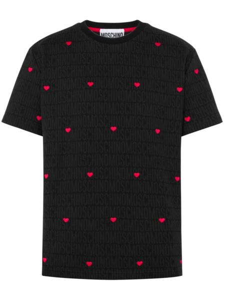 Βαμβακερή μπλούζα με σχέδιο Moschino μαύρο
