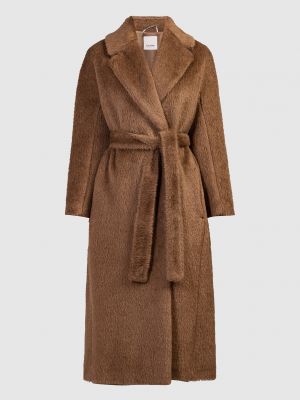 Коричневое шерстяное пальто из альпаки Max Mara