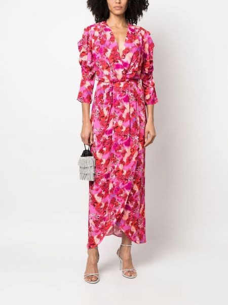 Sukienka midi w kwiatki z nadrukiem Iro różowa