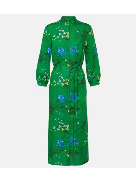 Robe mi-longue en coton Erdem vert