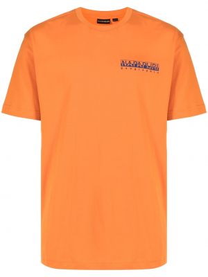 Тениска с принт с кръгло деколте Napapijri оранжево