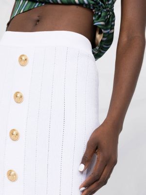Midi sukně s knoflíky Balmain bílé