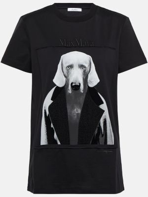 Bavlněné tričko jersey Max Mara černé