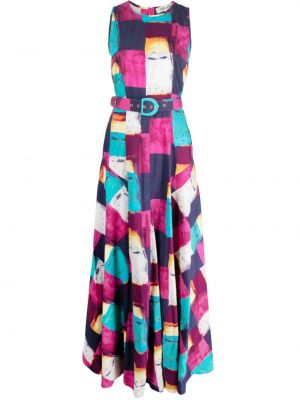 Bavlněné dlouhé šaty z nylonu bez rukávů Dvf Diane Von Furstenberg - růžová