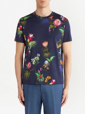 T-krekls ar ziediem ar apdruku Etro zils