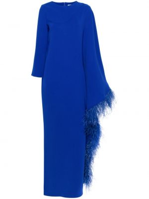 Asymetrické večerné šaty s perím Jean-louis Sabaji modrá