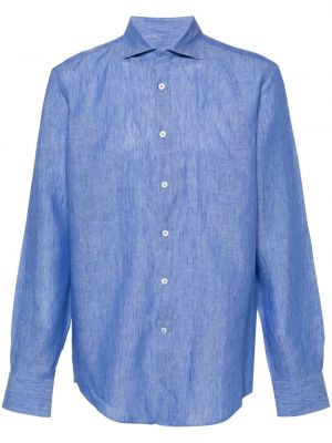 Λινό πουκάμισο Canali μπλε