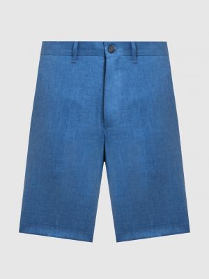 Голубые шелковые льняные шерстяные шорты Enrico Mandelli