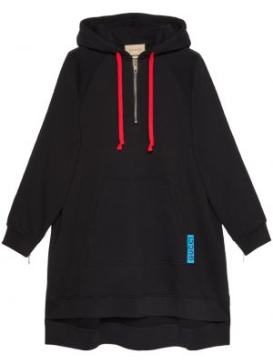 Pamučna hoodie s kapuljačom visoki struk Gucci crna