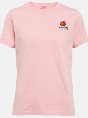 T-shirt di cotone a fiori in jersey Kenzo rosa