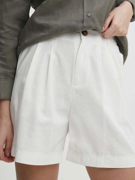 Pantaloni scurți cu talie înaltă Answear Lab alb