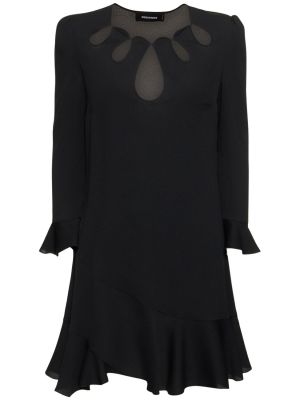 Hedvábné saténové mini šaty Dsquared2 černé