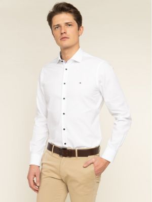 Риза slim Tommy Hilfiger Tailored бяло
