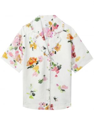 Krekls ar ziediem ar apdruku Aje balts