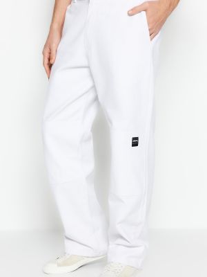 Széles szabású nadrág Trendyol - fehér