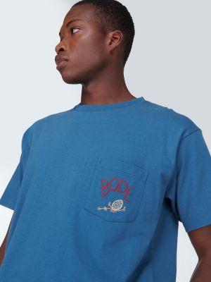 Koszulka bawełniana z dżerseju Bode niebieska