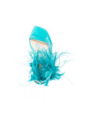 Sandalias con plumas de plumas Stuart Weitzman azul