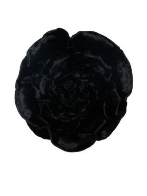 Broche à fleurs avec applique Saint Laurent noir