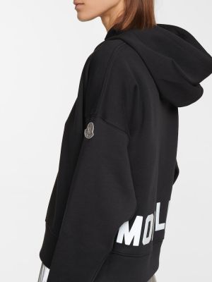 Pamučna hoodie s kapuljačom Moncler crna