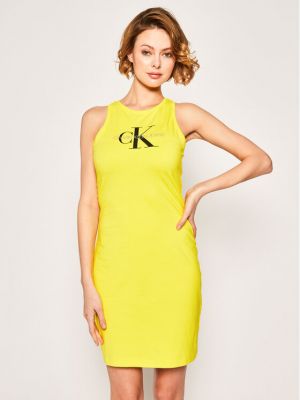 Τζιν φόρεμα Calvin Klein Jeans κίτρινο