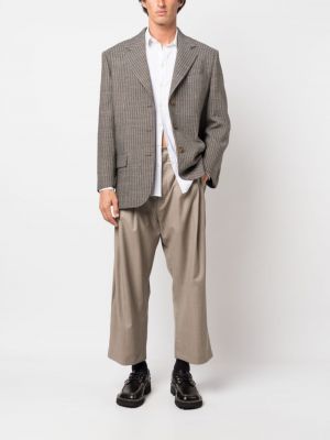 Spodnie wełniane plisowane Hed Mayner brązowe